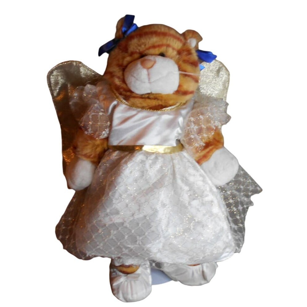 Build-A-Bear Orange Striped Tabby Cat in Angel Outfit w/Sound Box 17" Plush